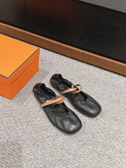 BALLERINA BALLET FLAT BLACK LAMBSKIN