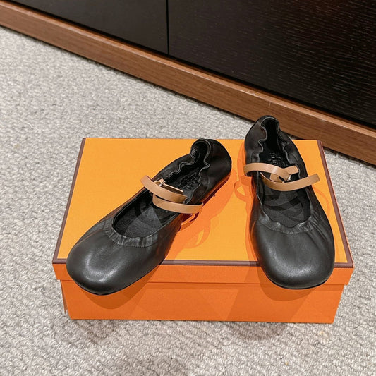 BALLERINA BALLET FLAT BLACK LAMBSKIN