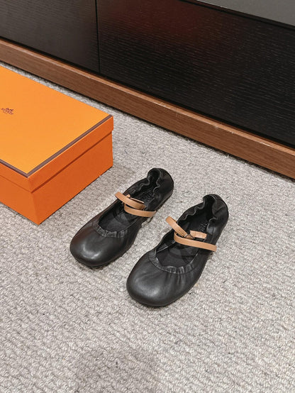 BALLERINA BALLET FLAT BLACK LAMBSKIN