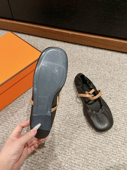 BALLERINA BALLET FLAT BLACK LAMBSKIN