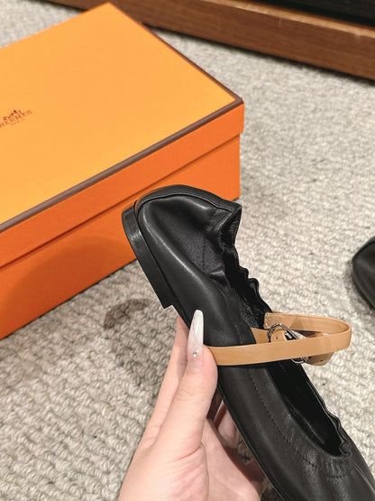 BALLERINA BALLET FLAT BLACK LAMBSKIN