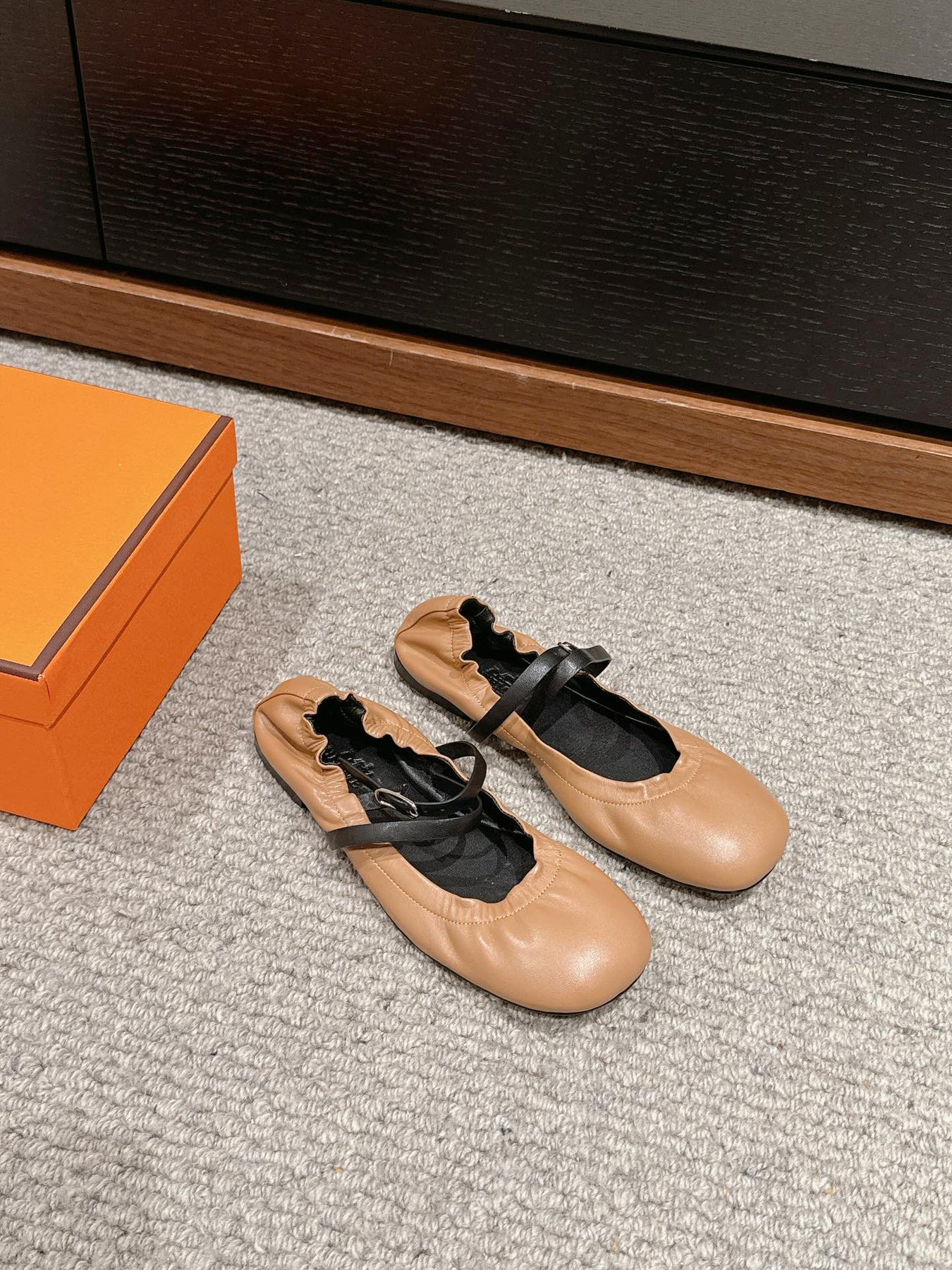 BALLERINA BALLET FLAT BRIGHT BROWN LAMBSKIN