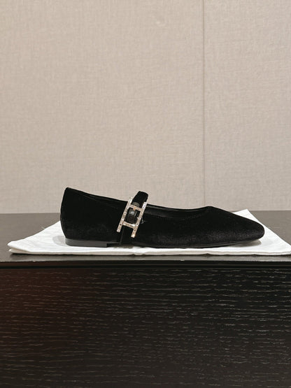 JANE BALLET FLAT BLACK VELVET