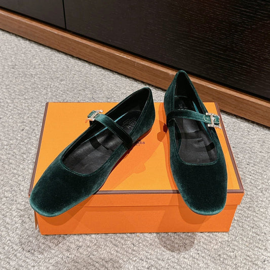JANE BALLET FLAT CASTLETON GREEN VELVET