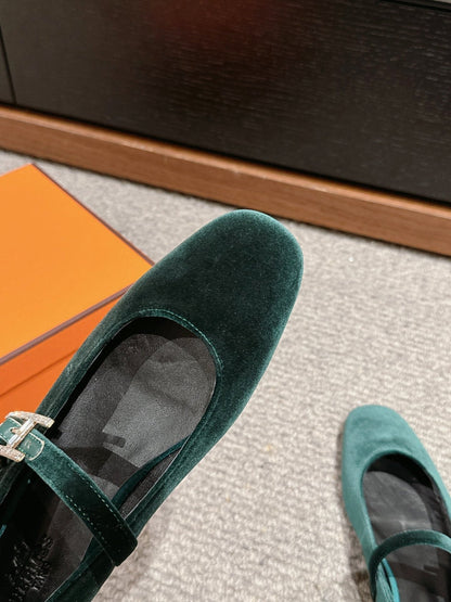 JANE BALLET FLAT CASTLETON GREEN VELVET