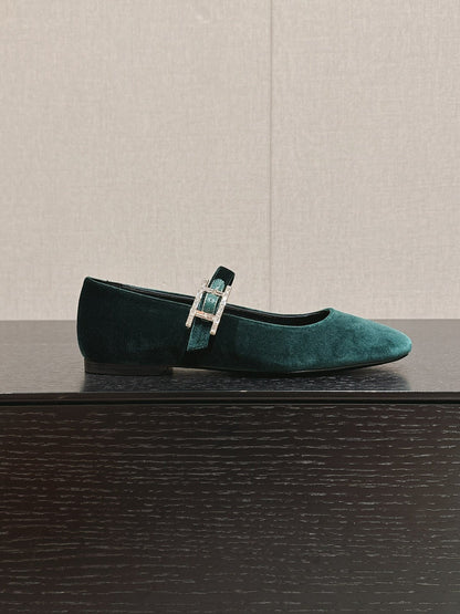 JANE BALLET FLAT CASTLETON GREEN VELVET