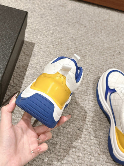 CC CLASSIC SNEAKER IN WHITE MIX COBALT BLUE LAMBSKIN