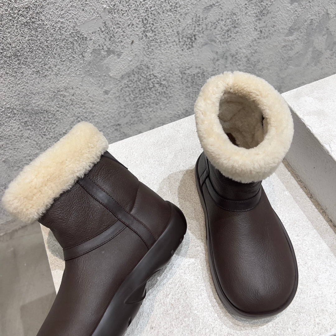 ANKLE BOOTS IN CHOCOLATE BROWN LAMBSKIN WITH SHEARLING LINING