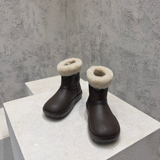 ANKLE BOOTS IN CHOCOLATE BROWN LAMBSKIN WITH SHEARLING LINING