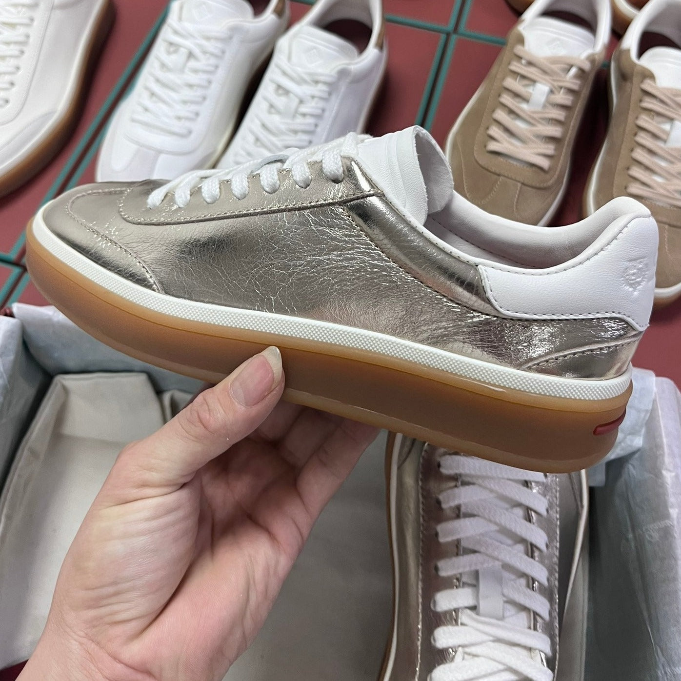 LP TENNIS WALK SNEAKERS SILVER CALFSKIN