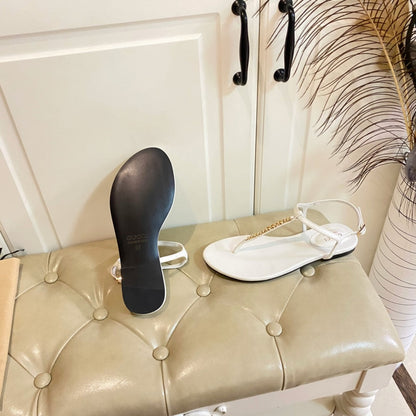 GG SIGNORINA THONG SANDALS IN WHITE SHEEPSKIN