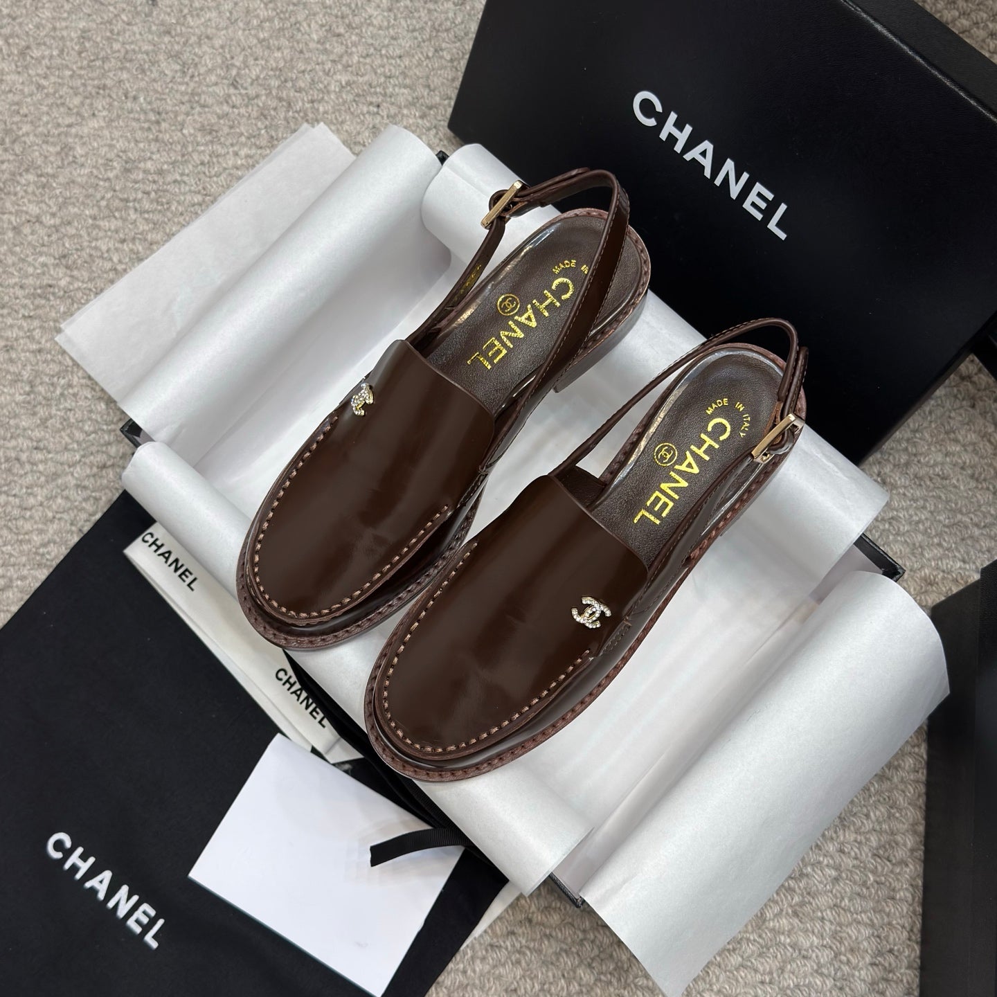 CC 25C Slingback Loafer Chocolate Patent Leather