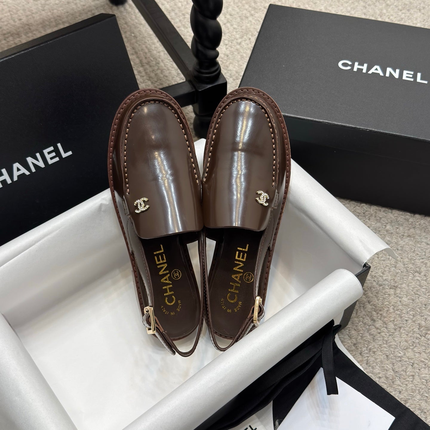 CC 25C Slingback Loafer Chocolate Patent Leather