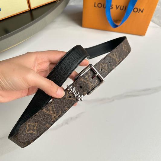 LV BLOOM 30MM BELT IN BROWN MONOGRAM CALFSKIN SILVER HARDWARE