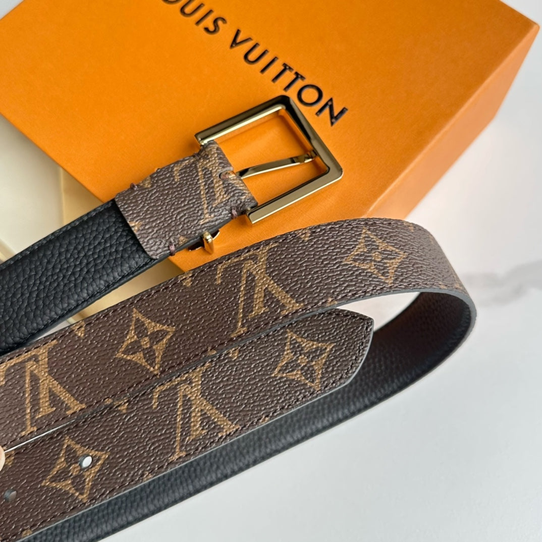 LV BLOOM 30MM BELT IN BROWN MONOGRAM CALFSKIN GOLD HARDWARE