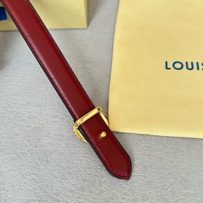 LV S-LOCK BELT 20 MM IN CHERRY RED CALFSKIN AND CIRCLE GOLD HARDWARE