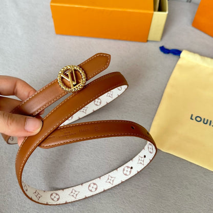 LV S-LOCK BELT 20 MM IN BRONZE BROWN CALFSKIN AND CIRCLE GOLD HARDWARE