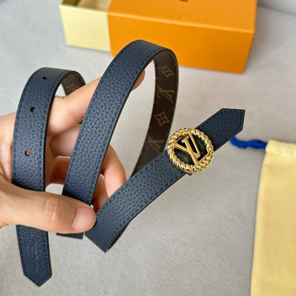LV S-LOCK BELT 20 MM IN NAVY BLUE CALFSKIN AND CIRCLE GOLD HARDWARE