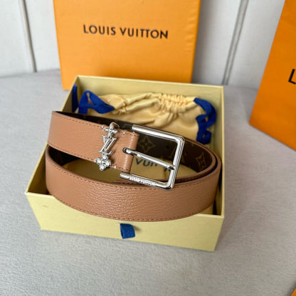 LV BLOOM 30MM BELT IN APRICOT ORANGE CALFSKIN SILVER HARDWARE