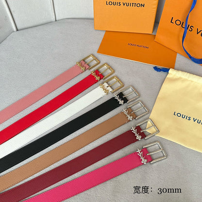 LV BLOOM 30MM BELT IN APRICOT ORANGE CALFSKIN SILVER HARDWARE