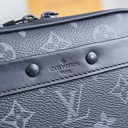 NANO ALPHA 18 IN BLACK MONOGRAM ECLIPSE CANVAS