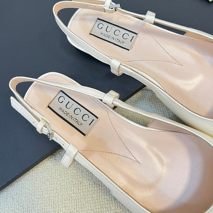 GG Double G patent leather slingback ballet flats Glossy White