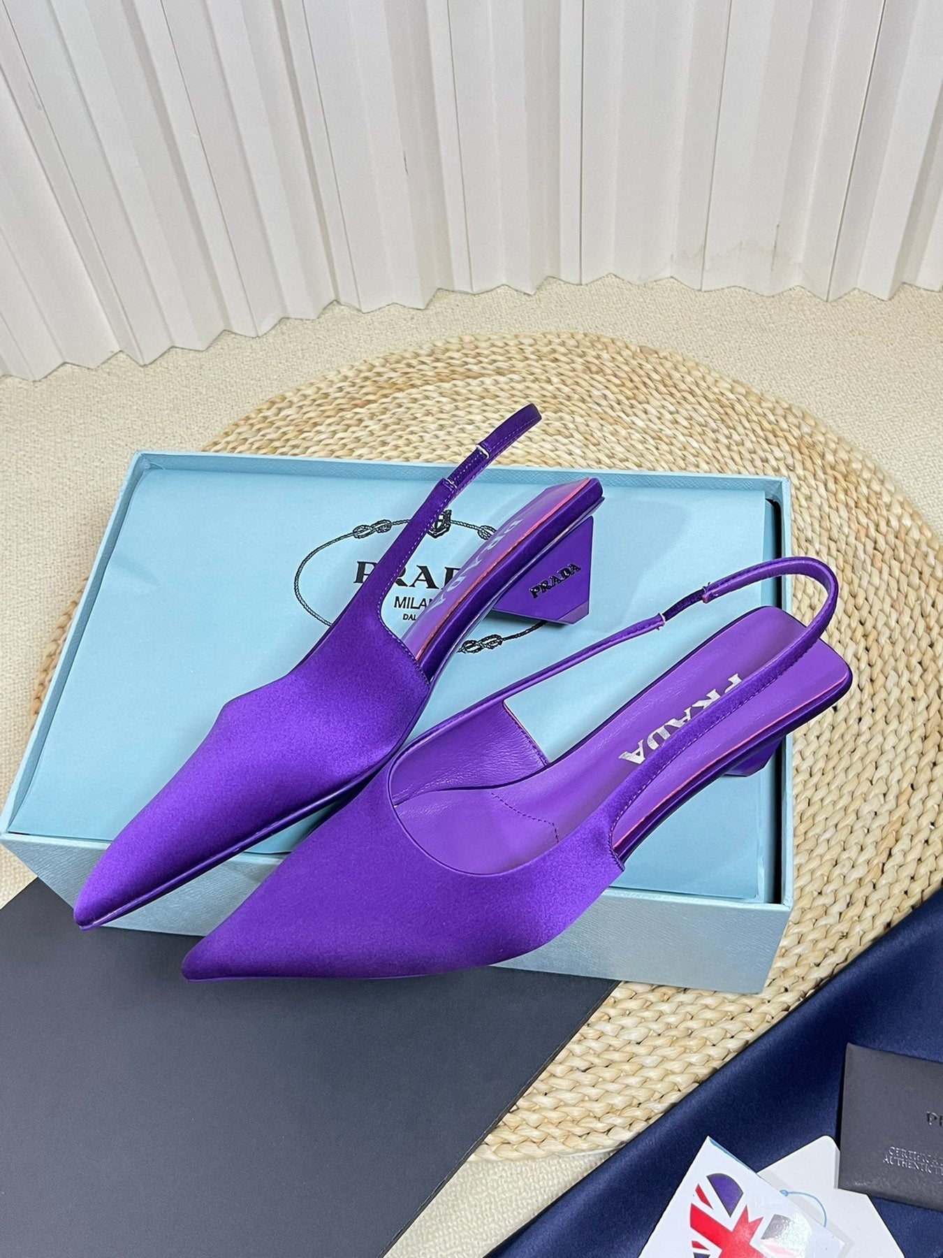 PRA POINTED TOE SLINGBACK PUMPS VIOLET SATIN