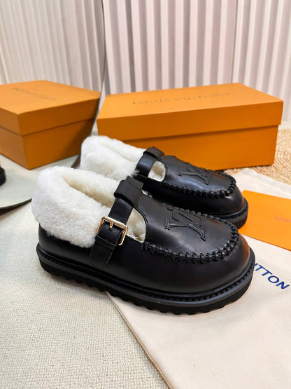 COLORADO COMFORT MARY JANE IN BLACK CALFSKIN AND SHEARLING LINING
