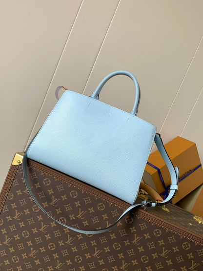 MARELLE TOTE BB BAG 30 IN BLEU NUAGE BLUE EPI GRAIN COWHIDE LEATHER