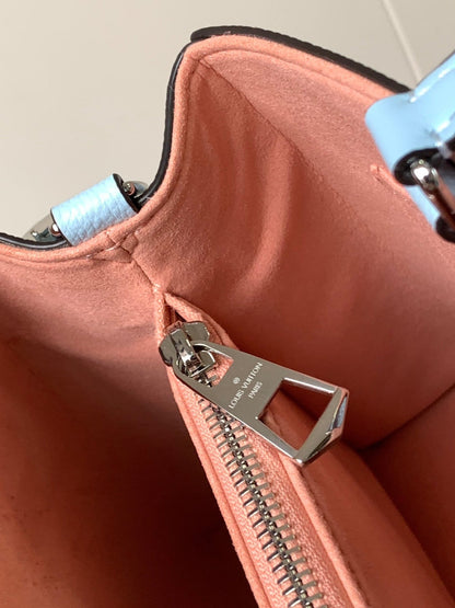 MARELLE TOTE BB BAG 30 IN BLEU NUAGE BLUE EPI GRAIN COWHIDE LEATHER