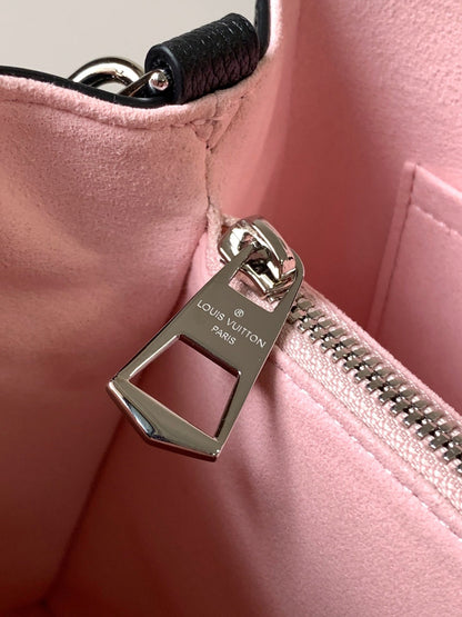 MARELLE TOTE BB BAG 30 IN BLACK EPI GRAIN COWHIDE LEATHER