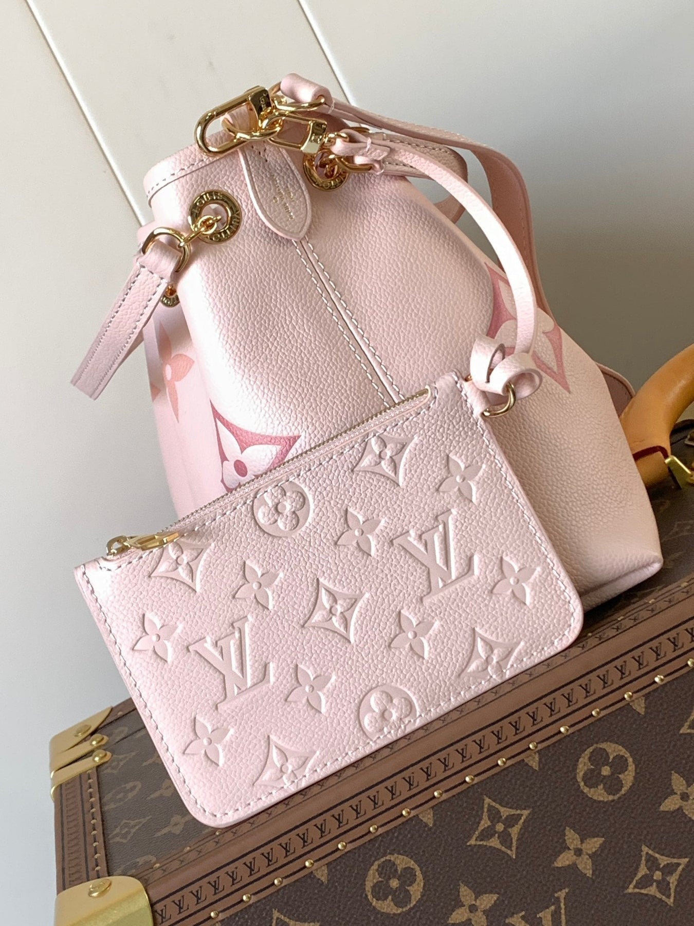 BUNDLE BAG 28 IN PINK MONOGRAM EMPREINTE COWHIDE