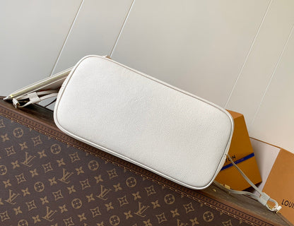 NEVERFULL MM TOTE BAG 32 IN WHITE MIX ORANGE CALFSKIN