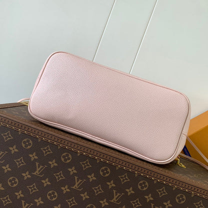 NEVERFULL MM BAG 32 IN PINK AND BEIGE EMBOSSED COWHIDE