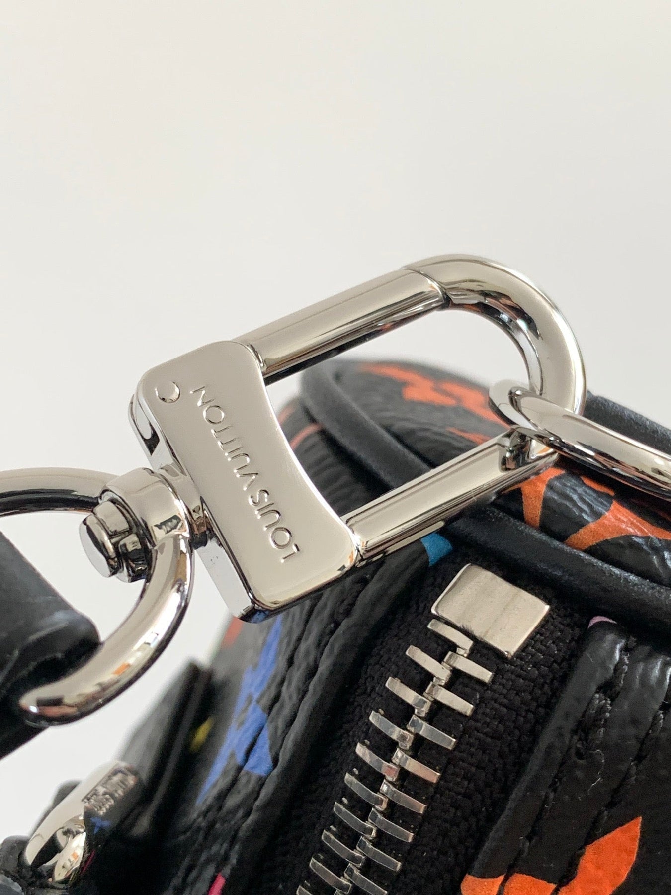 NANO SPEEDY BAG 16 IN COLORFUL MONOGRAM PATTERN AND BLACK COATED CANVAS