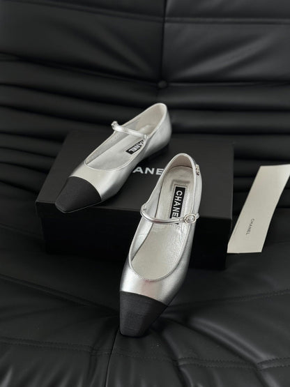 MARY JANE SILVER MIX BLACK CALFSKIN