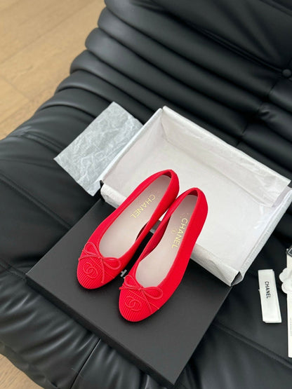 CLASSIC BALLET FLATS CHERRY RED LAMBSKIN