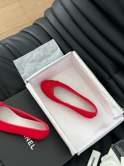 CLASSIC BALLET FLATS CHERRY RED LAMBSKIN