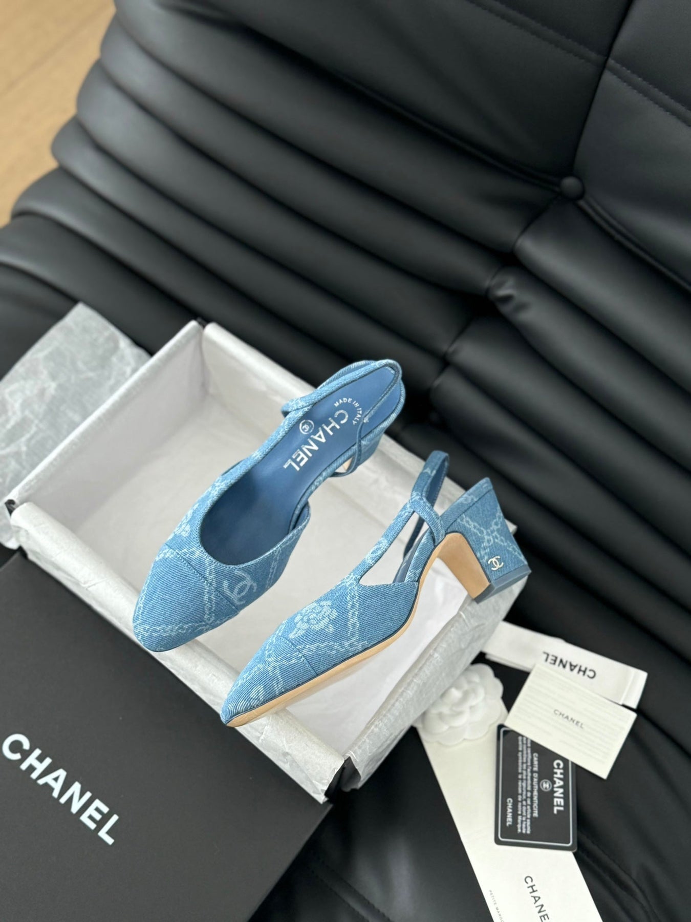 CLASSIC HIGH SLINGBACK CERULEAN BLUE CALFSKIN