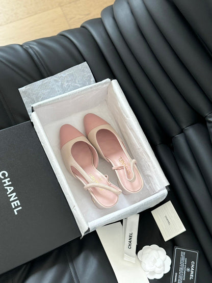 HIGH SLINGBACK IN LIGHT PINK LAMBSKIN