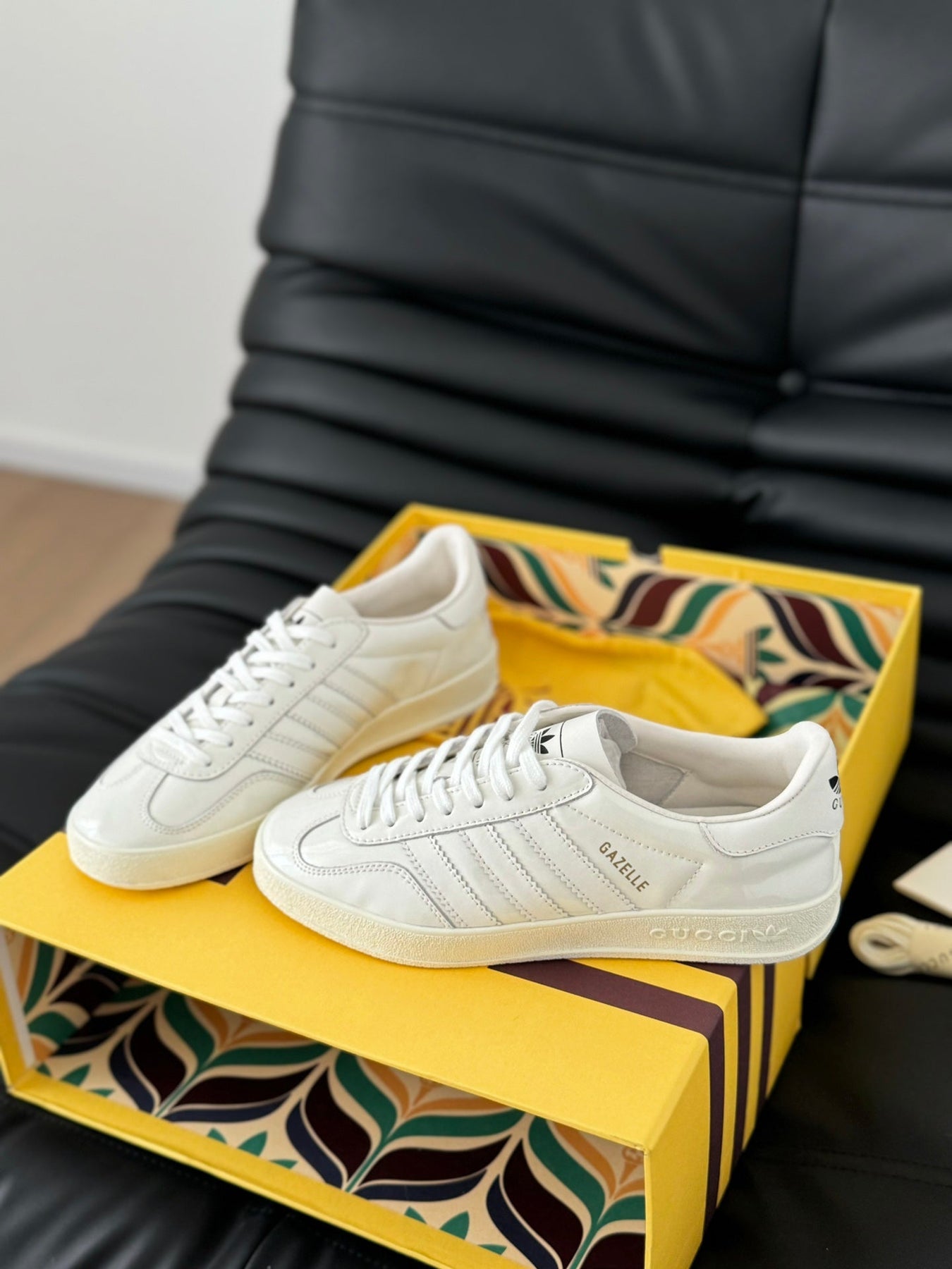 GG & ADIDAS GAZELLE SNEAKER WHITE CALFSKIN