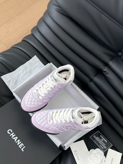 CC SNEAKER IN PALE PURPLE MIX WHITE EMBROIDERED LAMBSKIN