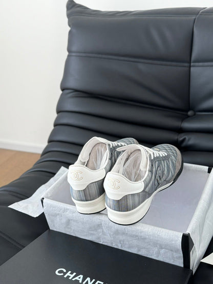 CC SNEAKER IN PEARL GREY MIX WHITE EMBROIDERED LAMBSKIN