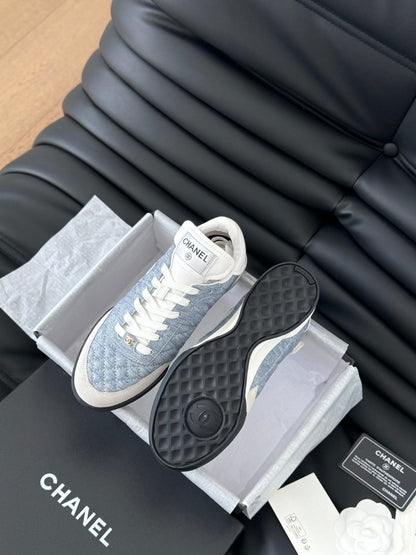 CC SNEAKER IN LIGHT BLUE MIX WHITE EMBROIDERED LAMBSKIN