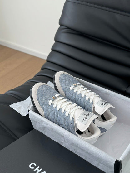 CC SNEAKER IN LIGHT BLUE MIX WHITE EMBROIDERED LAMBSKIN