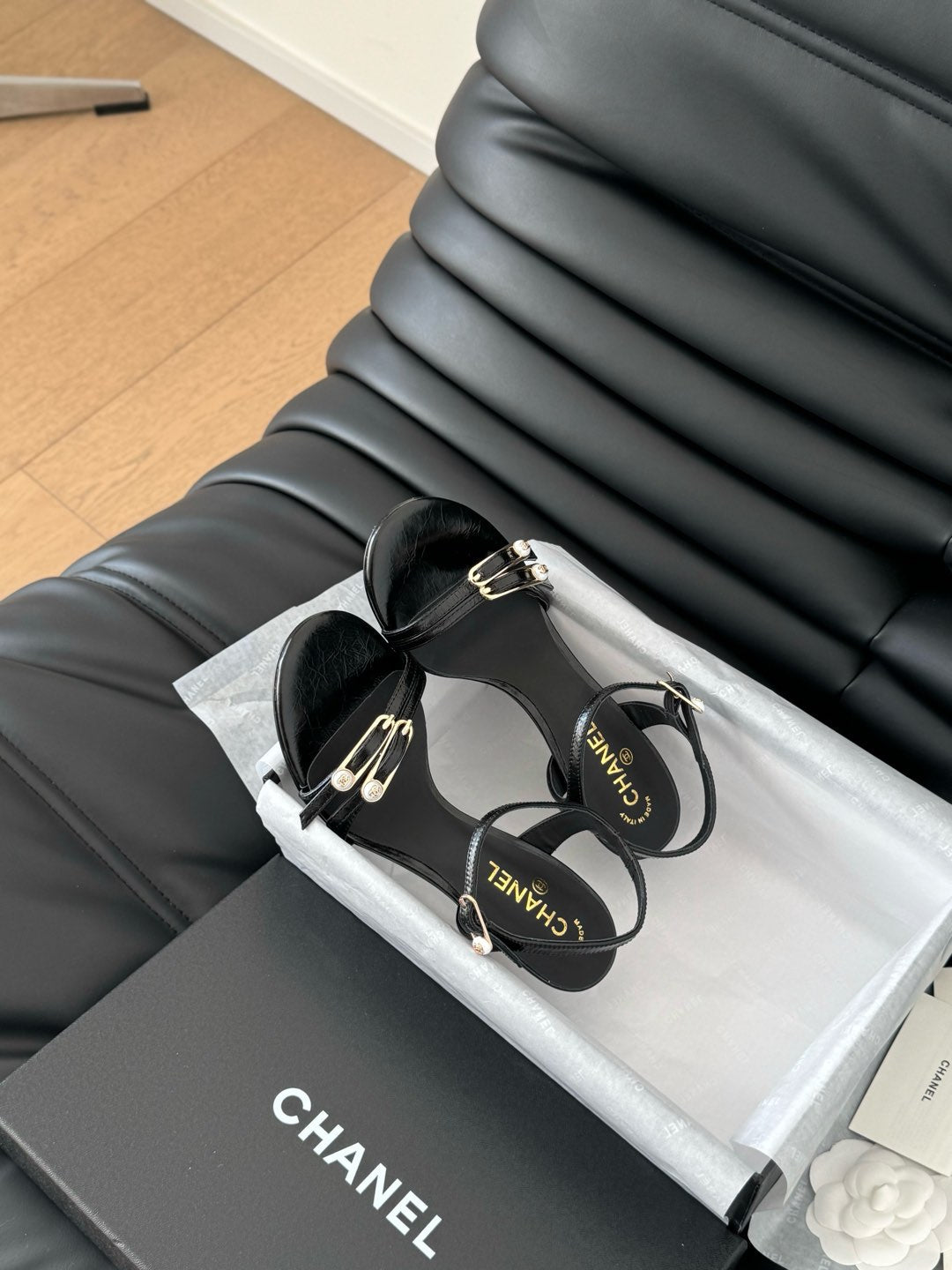 HIGH HEEL 75 MM SANDAL IN BLACK SHEEPSKIN