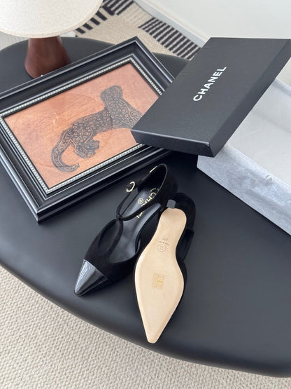 HIGH HEELS WAIST CUTTING IN BLACK SUEDUE MIX GLOSSY