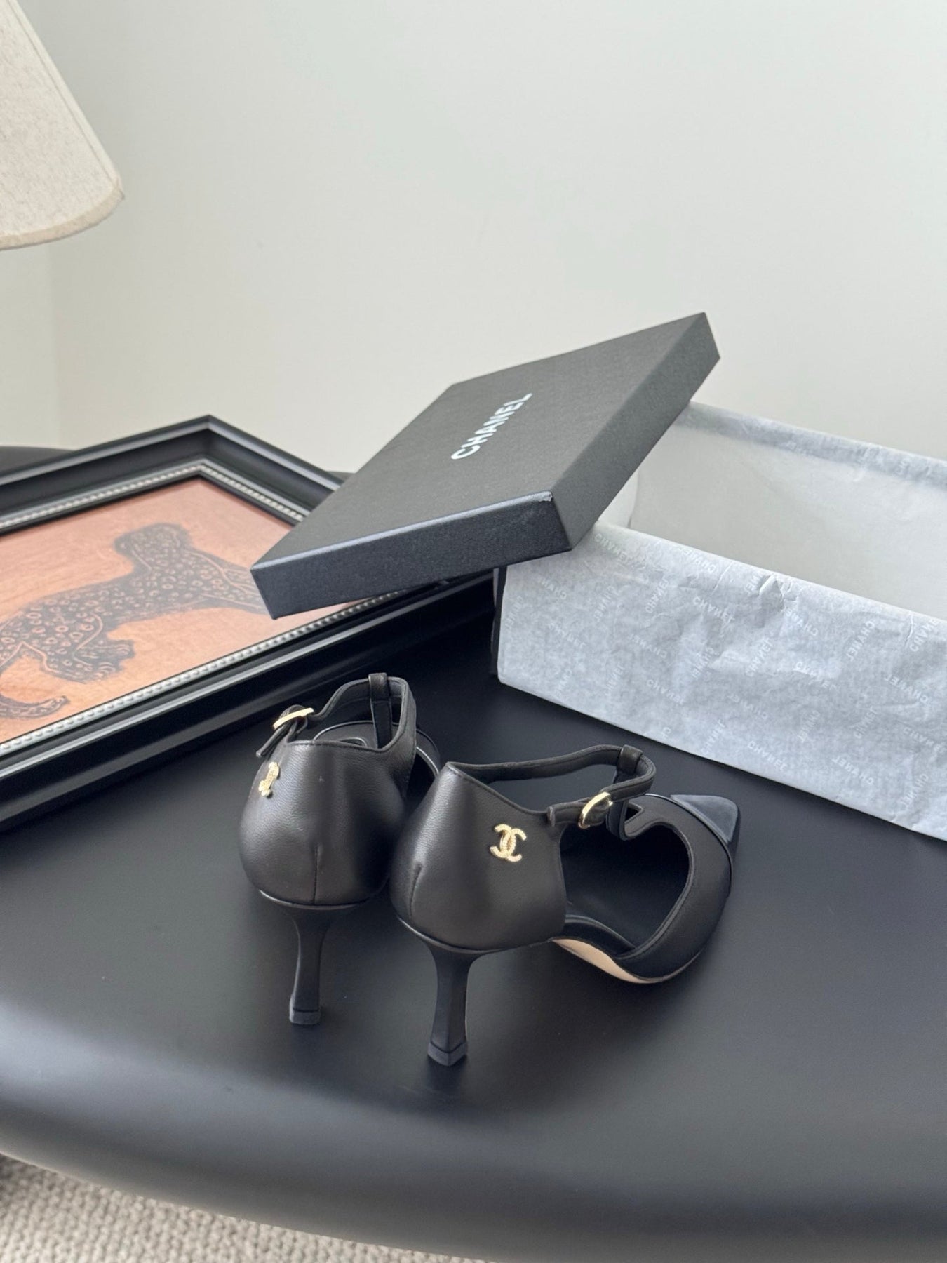 HIGH HEELS WAIST CUTTING IN BLACK CALFSKIN