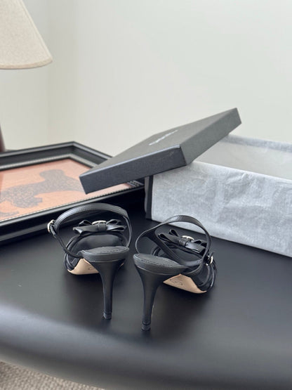 HIGH HEELS SANDALS IN BLACK SHEEPSKIN