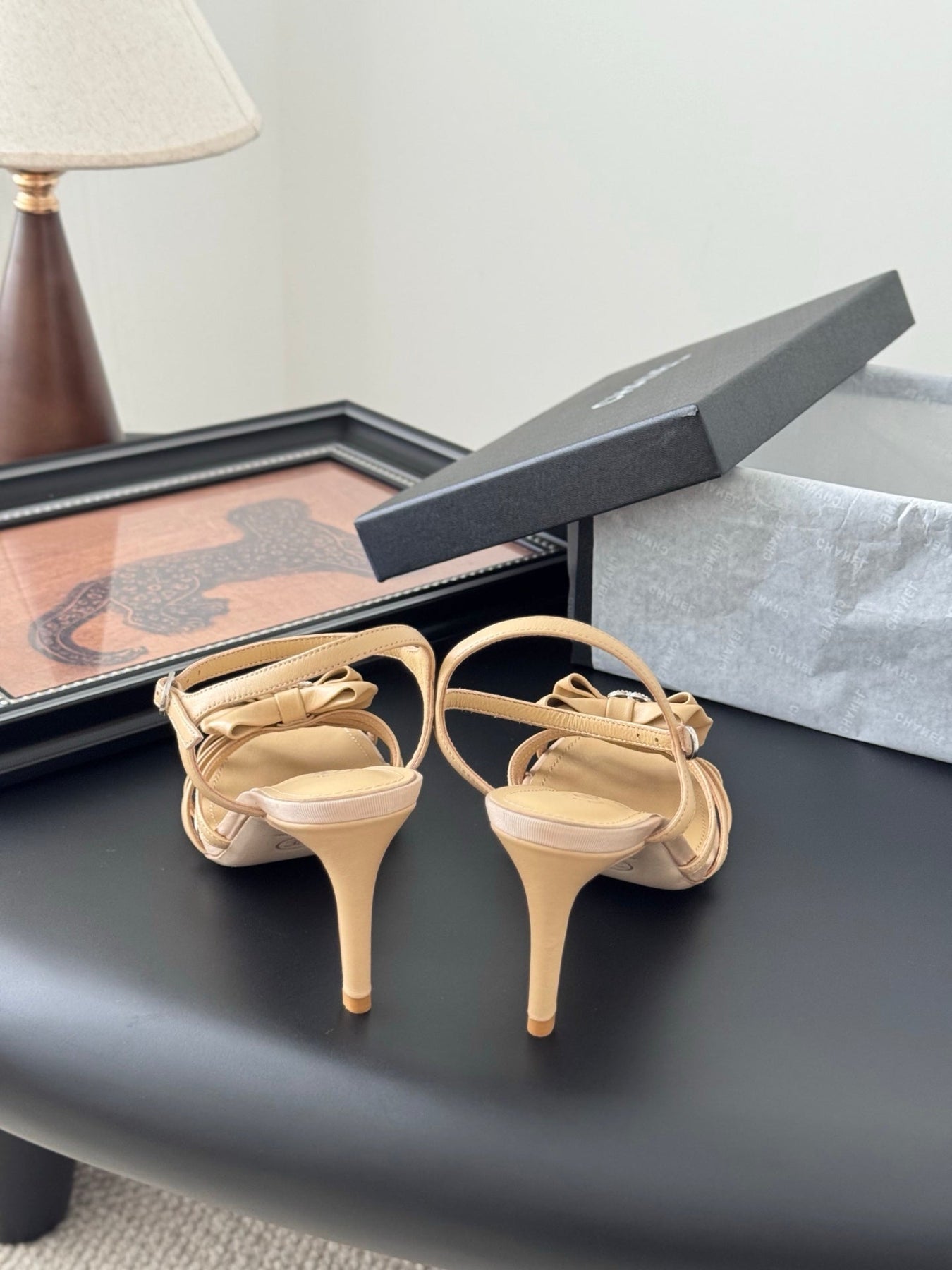 HIGH HEELS SANDALS IN TAN BEIGE SHEEPSKIN